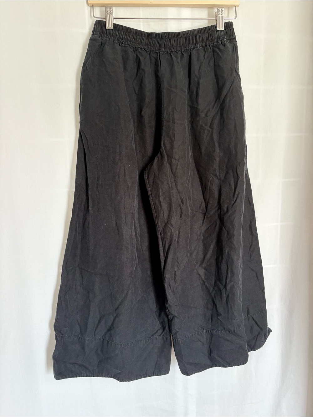 COS wide leg cropped elasticated trousers black size 6 lyocell linen blend